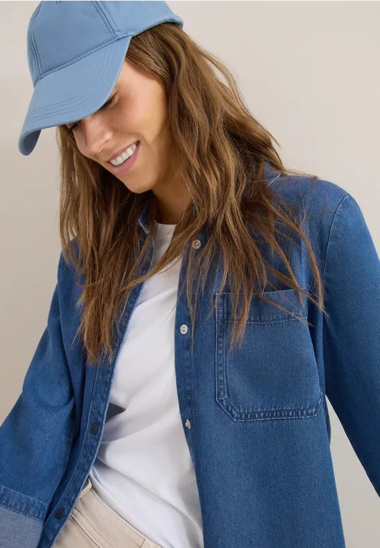 Washed Denim Look Blouse - Cecil - 4