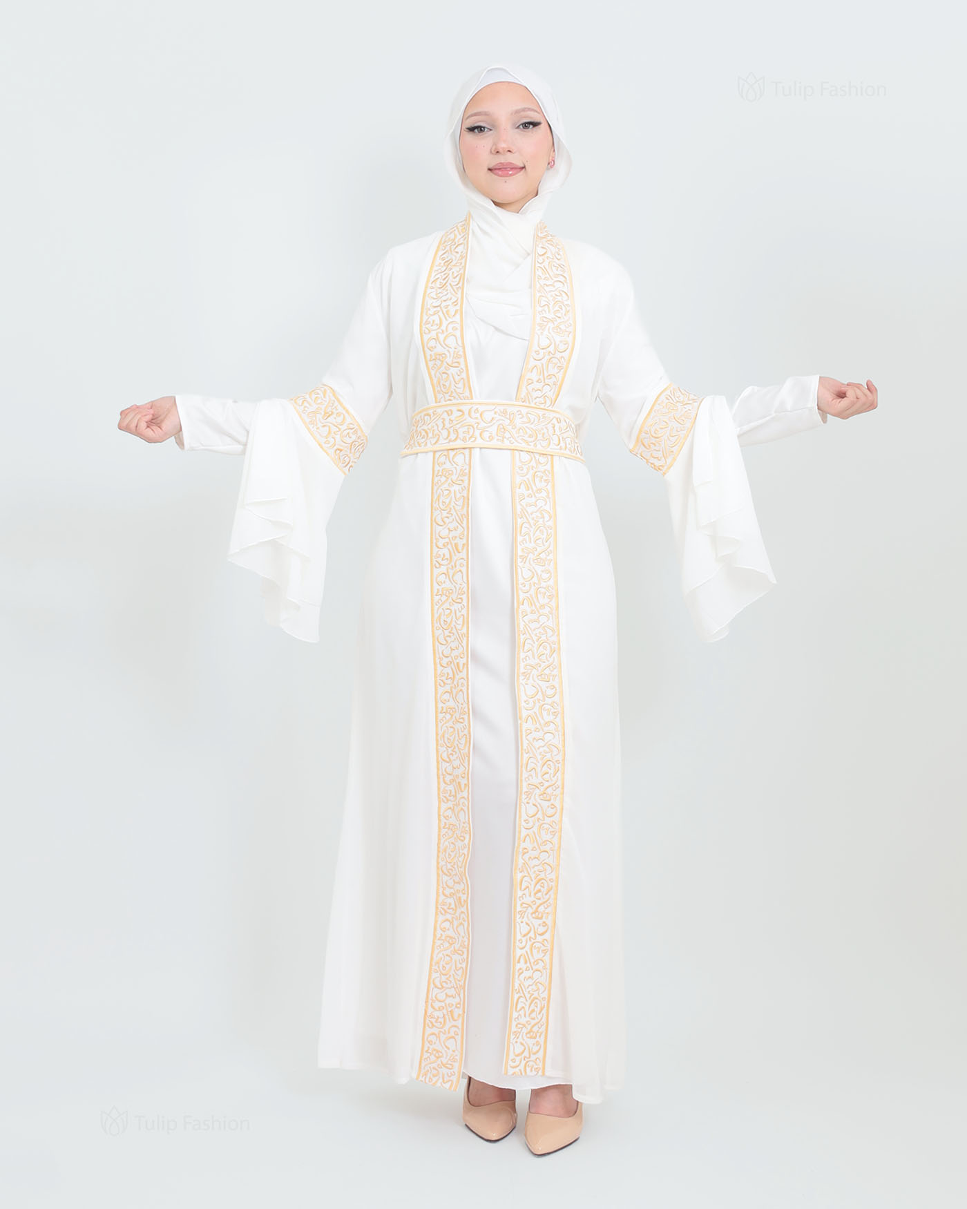 Traditionele Abaya - Palestijnse Thobe - Weiß - 3