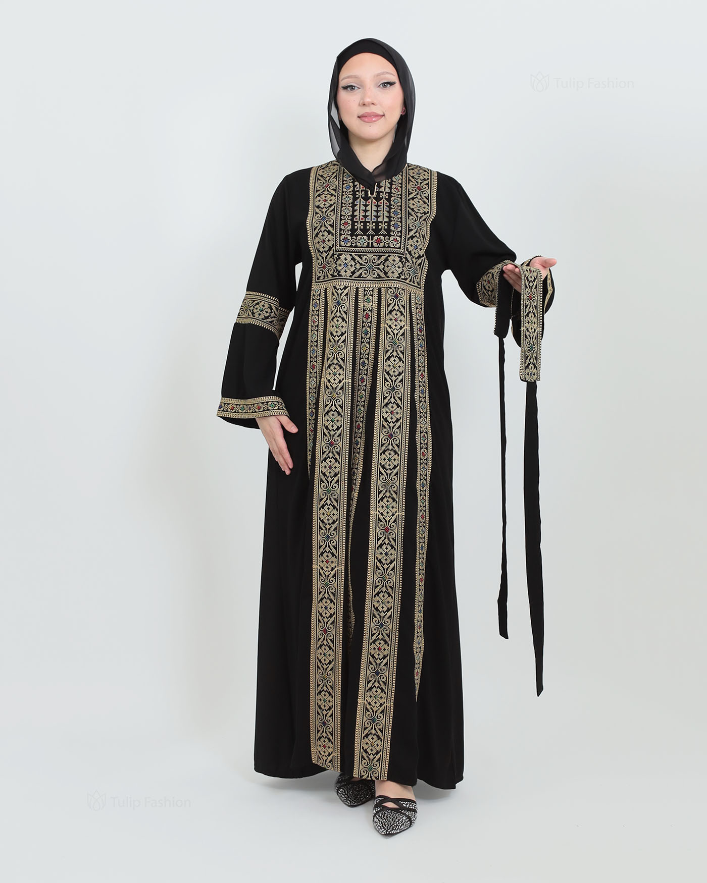 Traditional Abaya - Palestinian Thobe - Black - 4