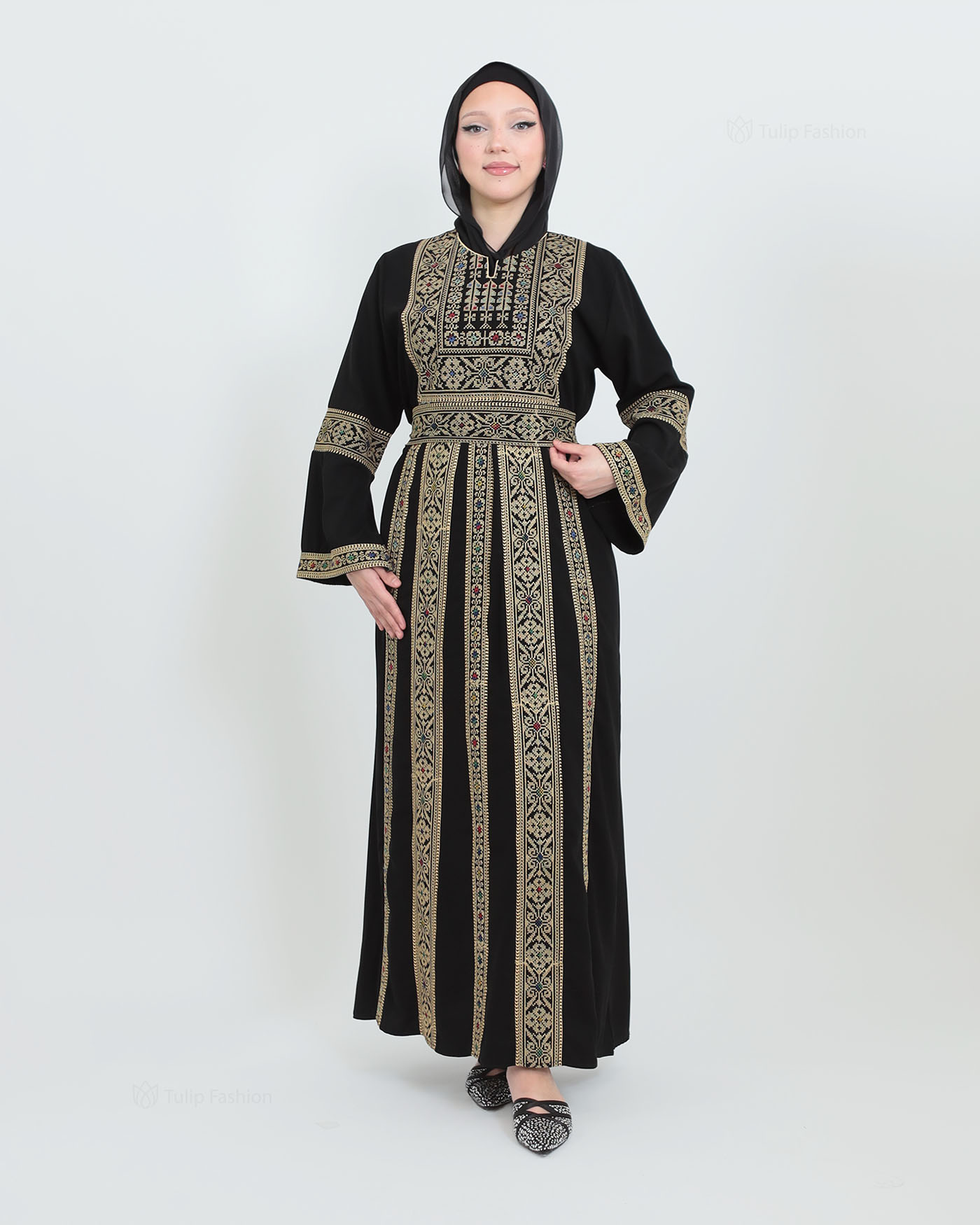 Traditional Abaya - Palestinian Thobe - Black - 5