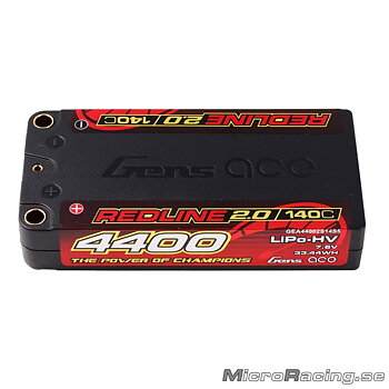 GENS ACE - Batteri LiPo, Redline 2.0, Shorty,  2S 140C, 7.6V/4400mAh