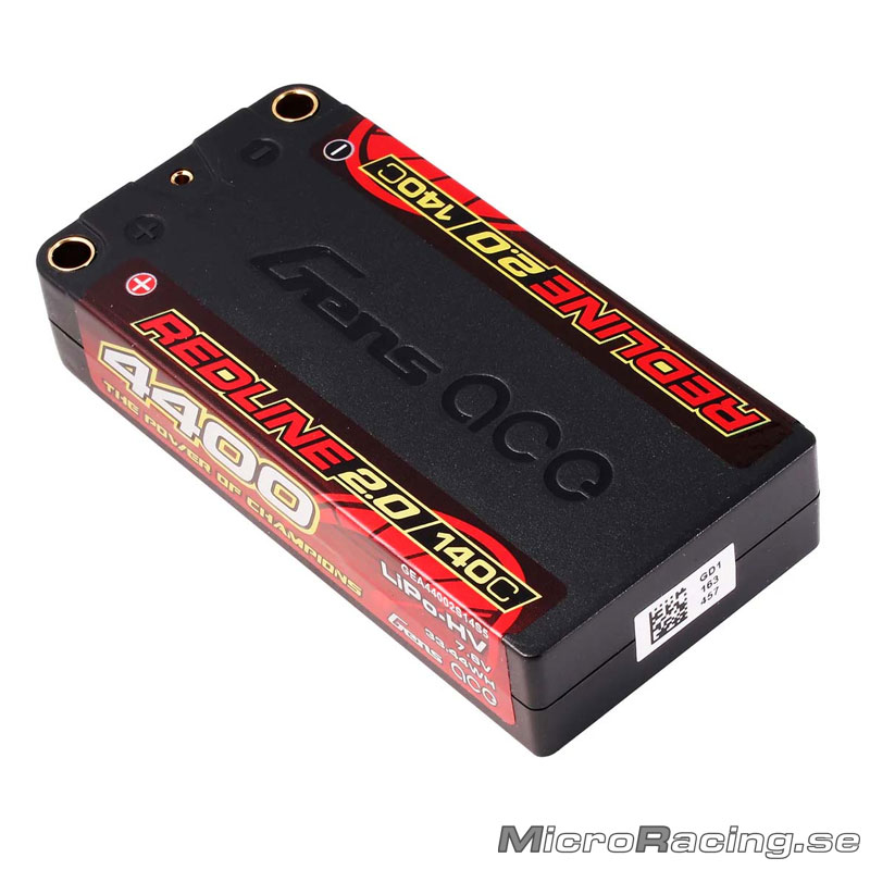 GENS ACE - Battery LiPo, Redline 2.0, Shorty,  2S 140C, 7.6V/4400mAh - 3