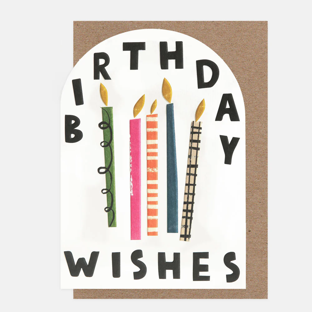 Birthday Wishes Multi-Patterned Candles, Greeting Card