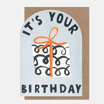 It'S Your Birthday Squiggle Wrapped Present, Greeting Card