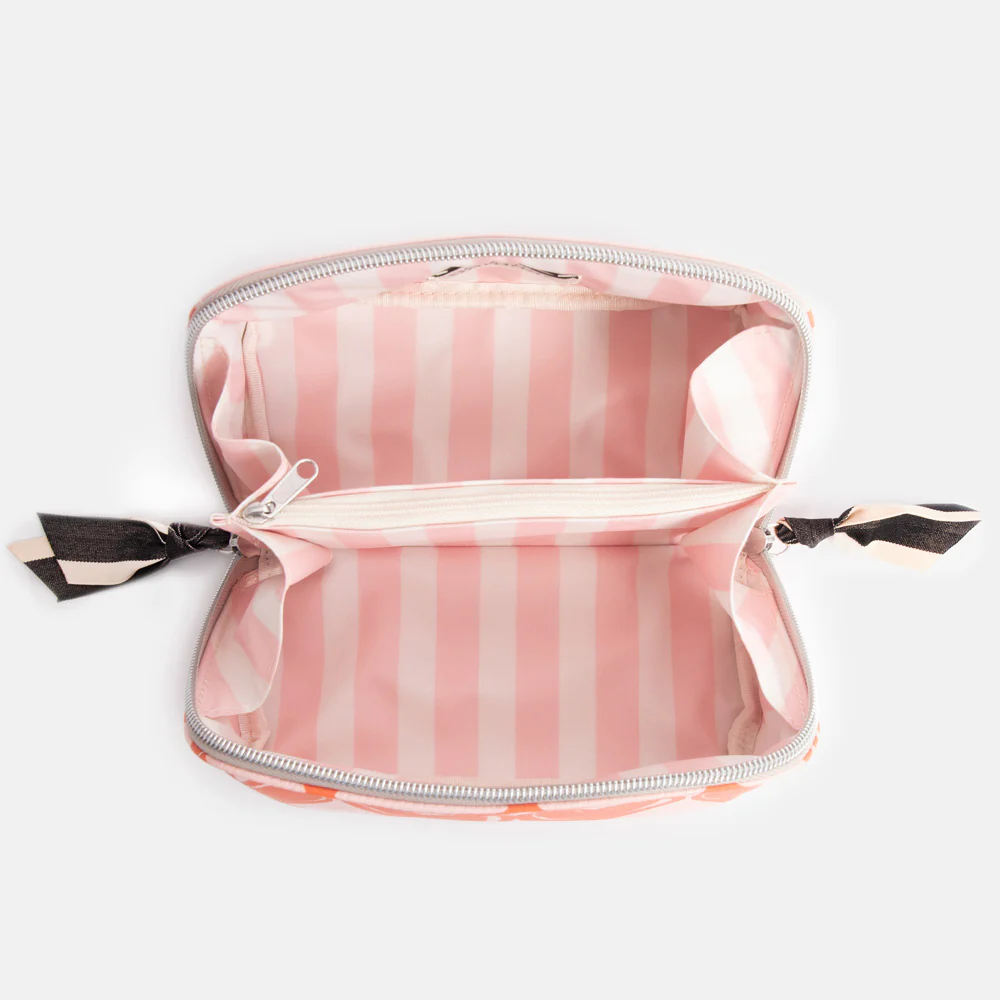 Pink/Orange Linked Hearts Diagonal Cosmetic Bag - 4