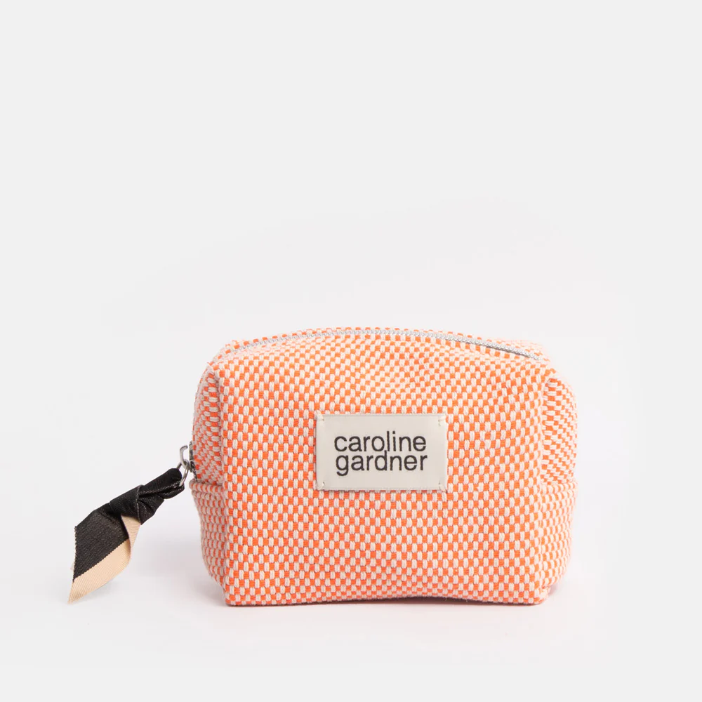 Orange Woven Mini Cube Cosmetic Bag - 3