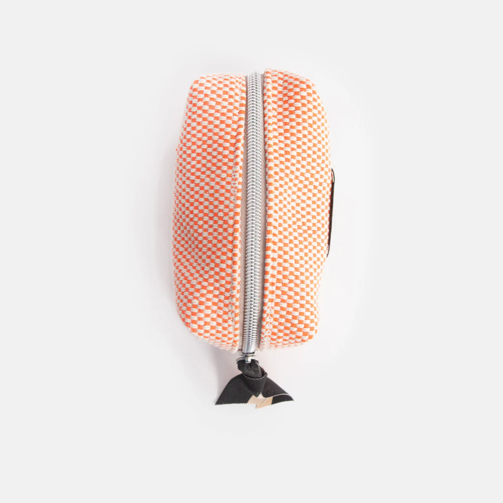 Orange Woven Mini Cube Cosmetic Bag - 4