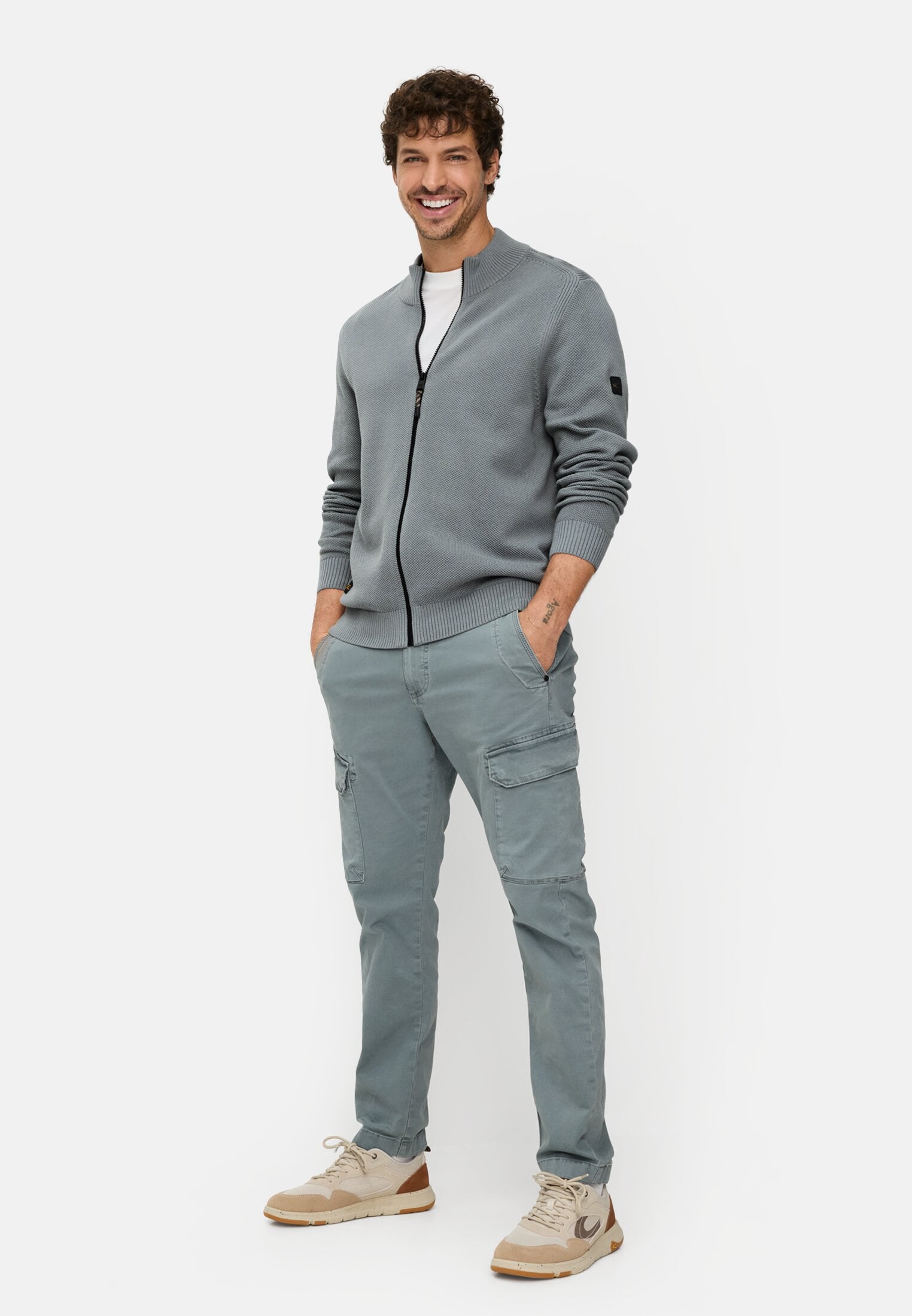 Cardigan med dragkedja, grå från camel active,  - 5