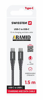 Swissten Aramid USB-C till USB-C 1,5m