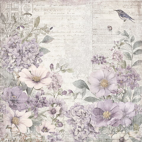 Papper Scrapbooking  Reprint -Timeless Faded Blom -  12x12 (30,5 x 30,5 cm)