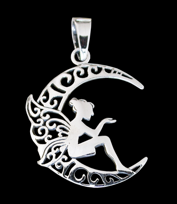 Harmonisk älva i måne. Halsband i Äkta silver.