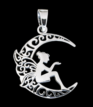 Harmonisk älva i måne. Halsband i Äkta silver.