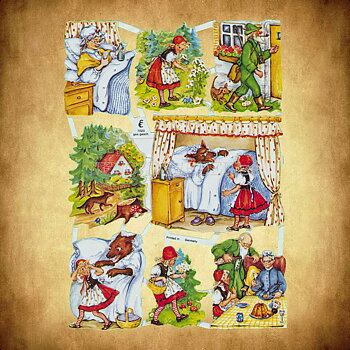 Rödluvan och vargen 16 x 23.5 cm - Bokmärke © Ernst Freihoff 7020