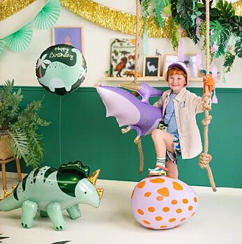 Folieballong - Grön dinosaurie "Happy Birthday"