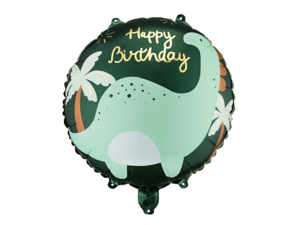 Folieballong - Grön dinosaurie "Happy Birthday"