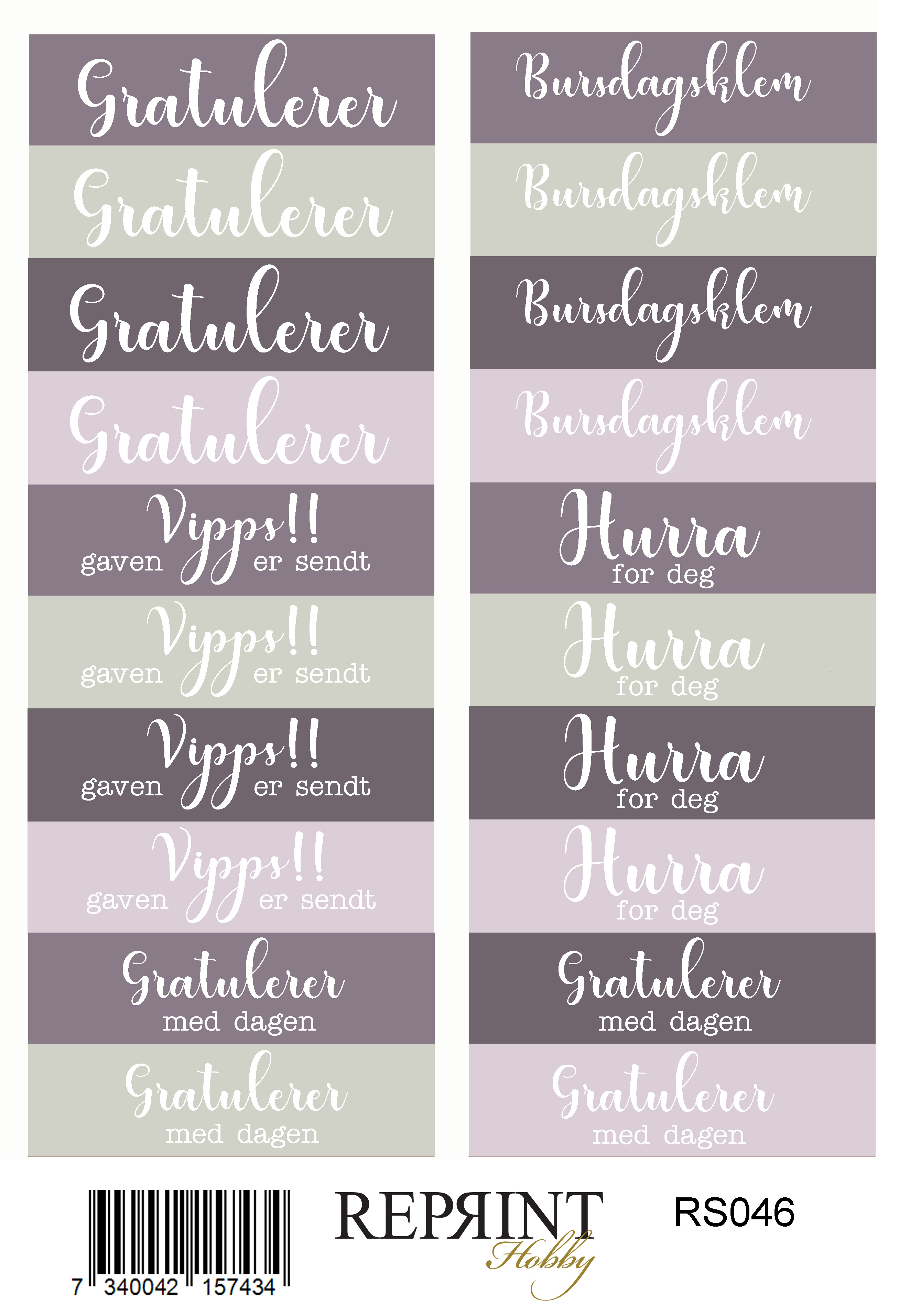 Stickers Reprint - Timeless Norsk text  -  11x16 cm