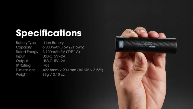 Nitecore Powerbank Carbon Battery 6K - 7