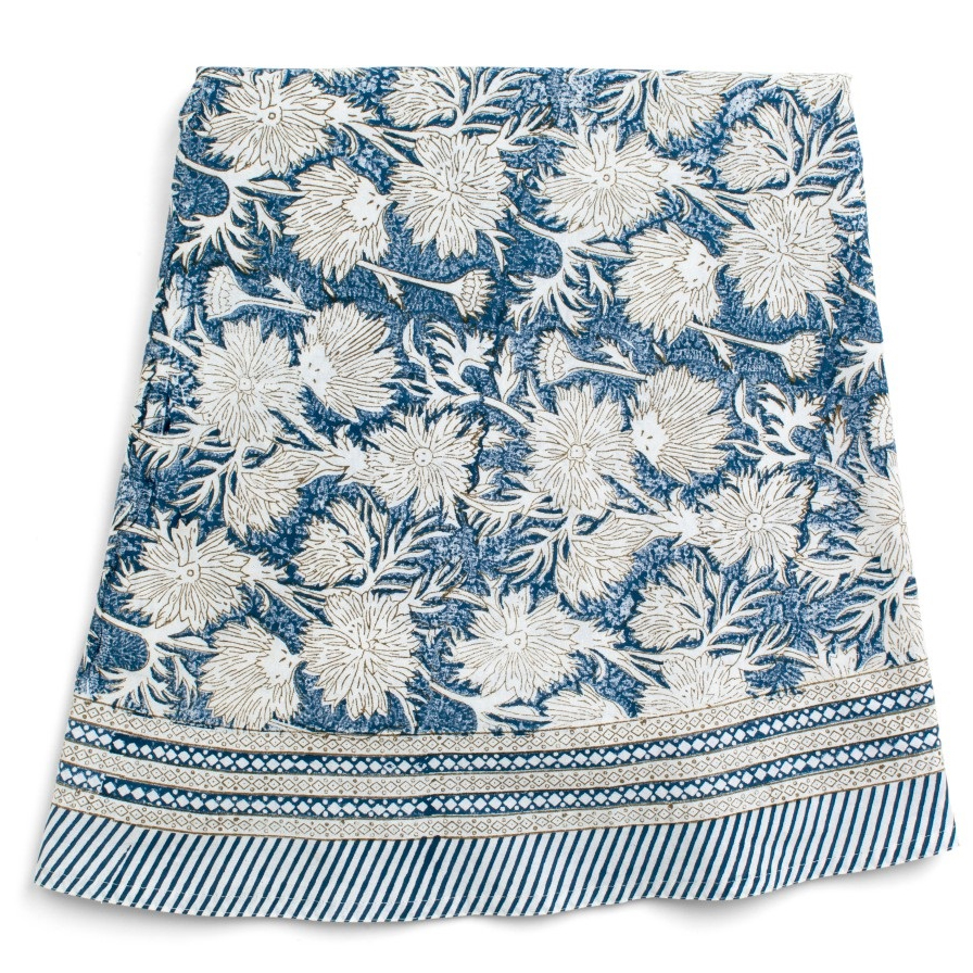 Rund bomullsduk Waterlily Navy Blue