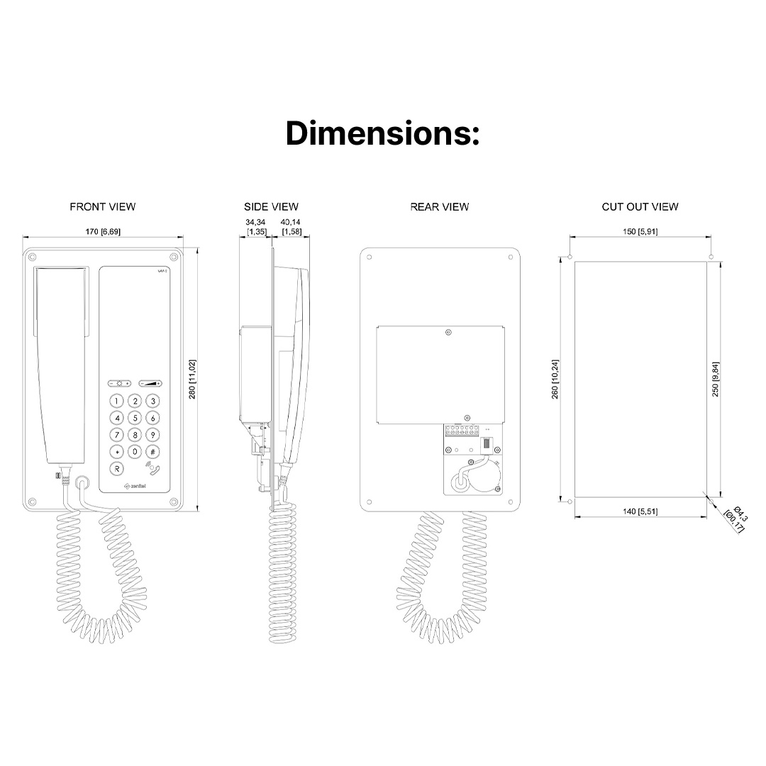 Zenitel VAF-2 - Dimensions