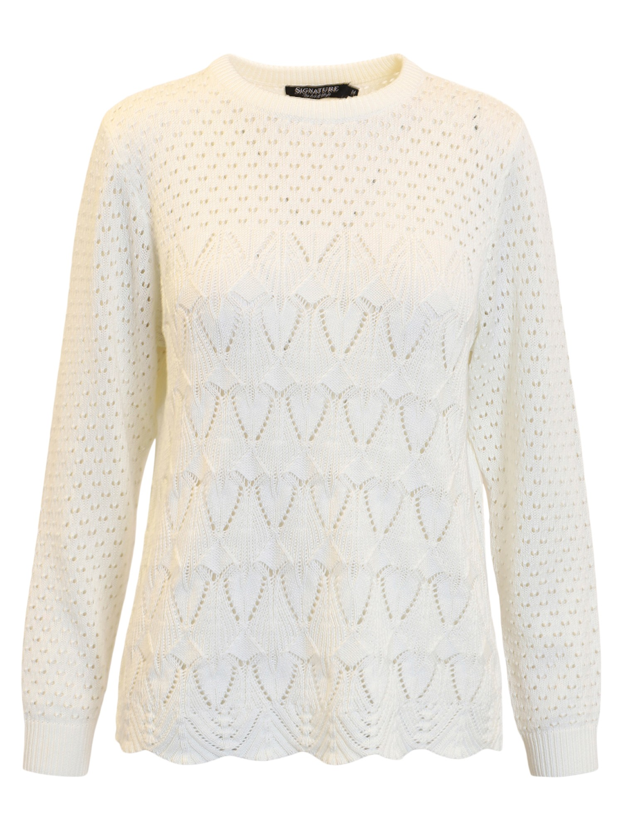 Mönsterstickad Pullover - Offwhite -  Signature