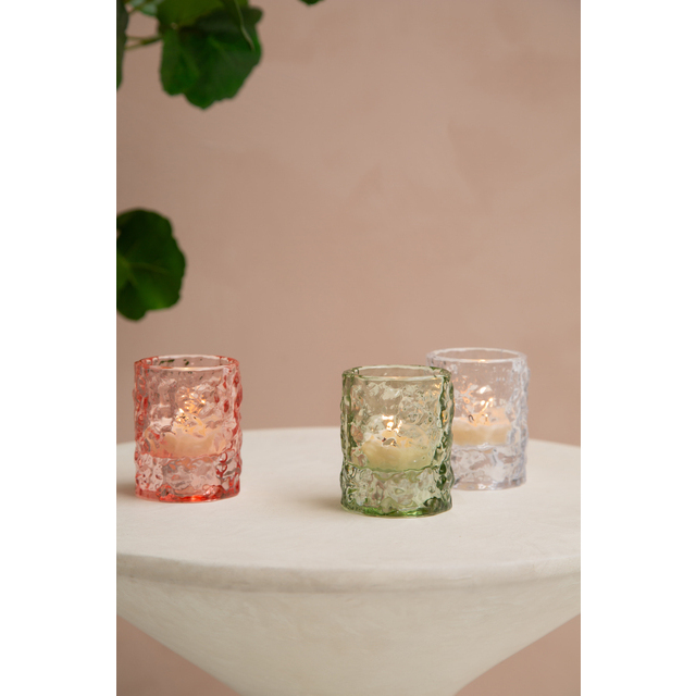 IRINI Värmeljushållare Rosa Glas - 2