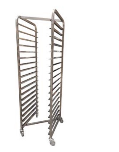 Rostfri bagerivagn  450x600 mm Z modell med hjul 75 mm H 1780 mm som sparplats - 3