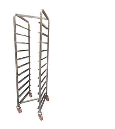 Rostfri bagerivagn 450x600 mm Z modell med hjul 100 mm H 1800 mm som sparplats - 3