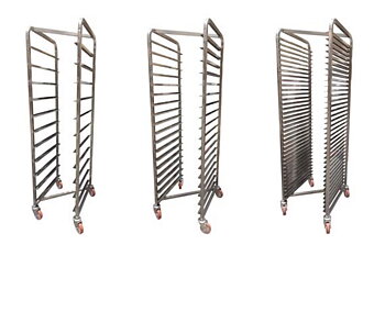 Rostfri bagerivagn 450x600 mm Z modell med hjul 100 mm H 1800 mm som sparplats