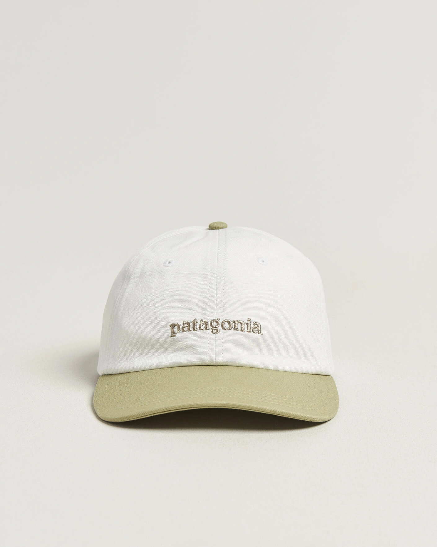 Patagonia Fitz Roy Icon Trad Cap - Text Logo: Birch White w/Gumtree Green