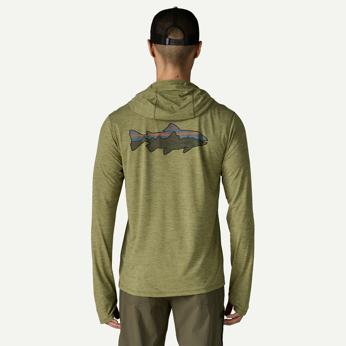 Patagonia Cap Cool Sun Hoody - Fitz Roy Trout - Caper Green - Buckhorn Green X - 4