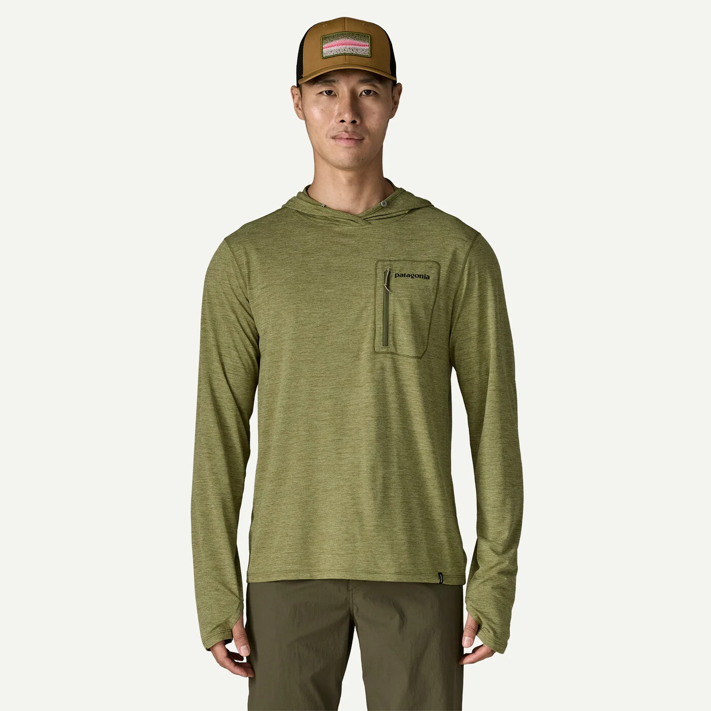 Patagonia Cap Cool Sun Hoody - Fitz Roy Trout - Caper Green - Buckhorn Green X - 3