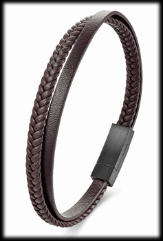 Två delat läderarmband i brunt läder.