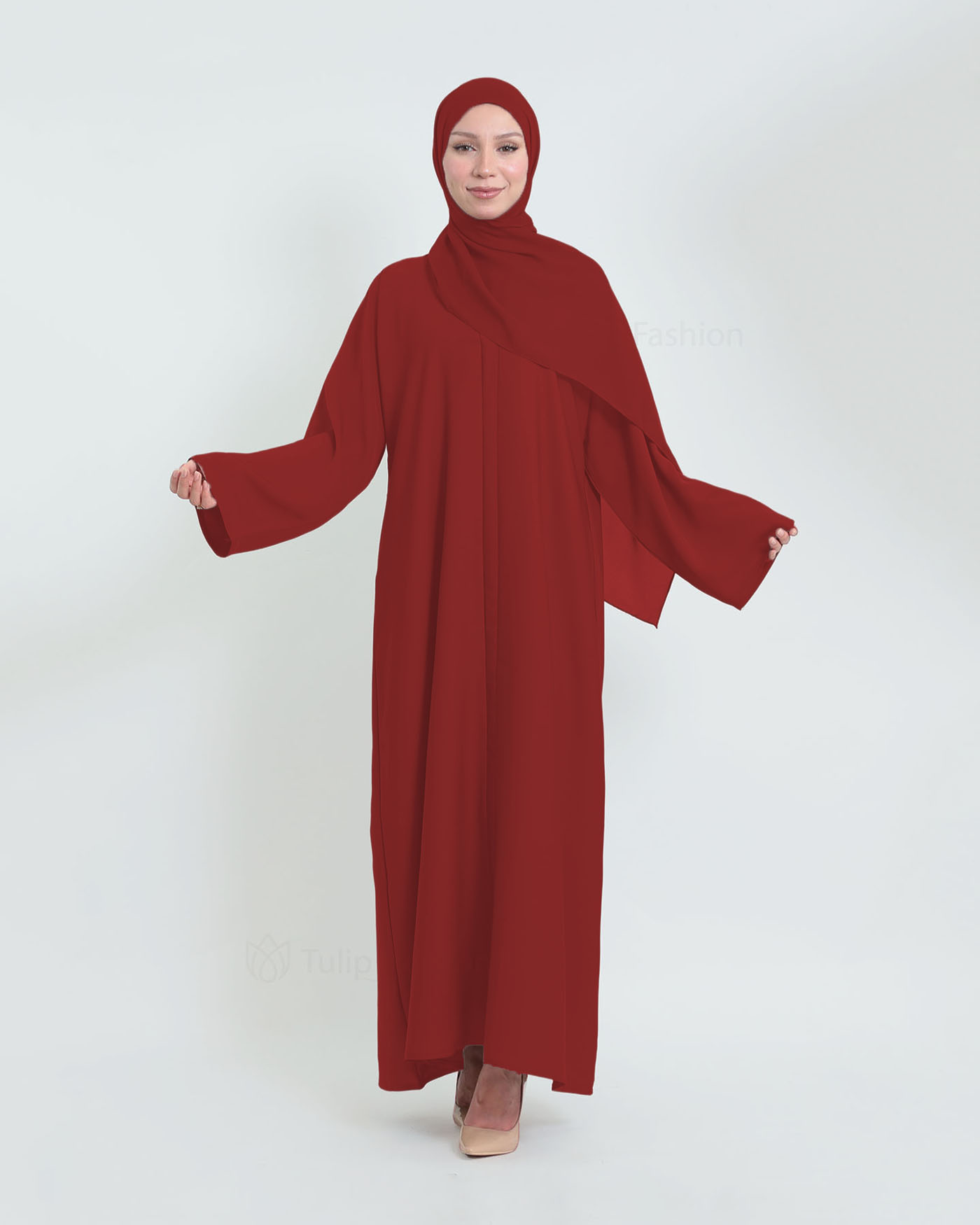 Abaya with matching Hijab - Maroon
