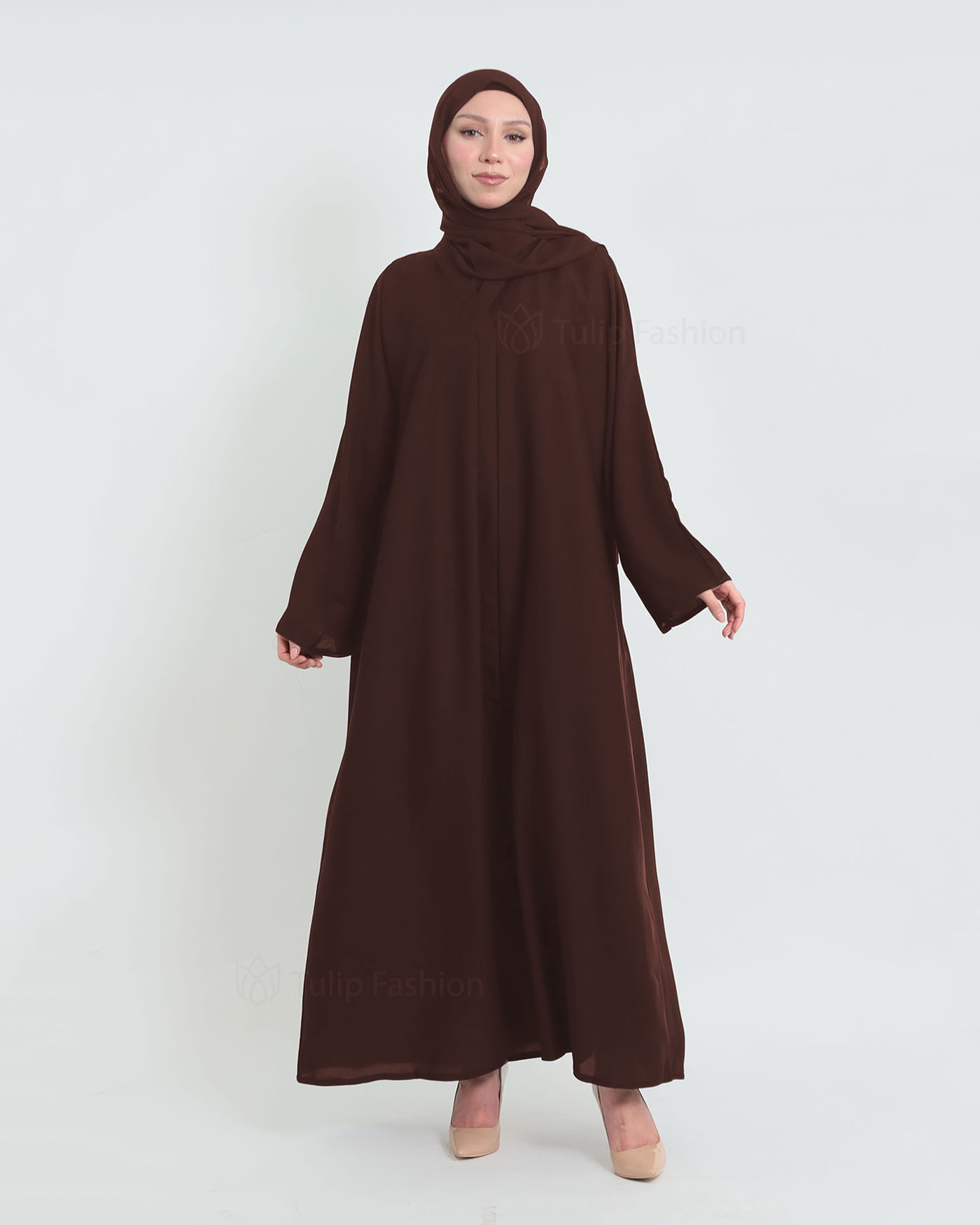 Abaya with matching Hijab - Brown