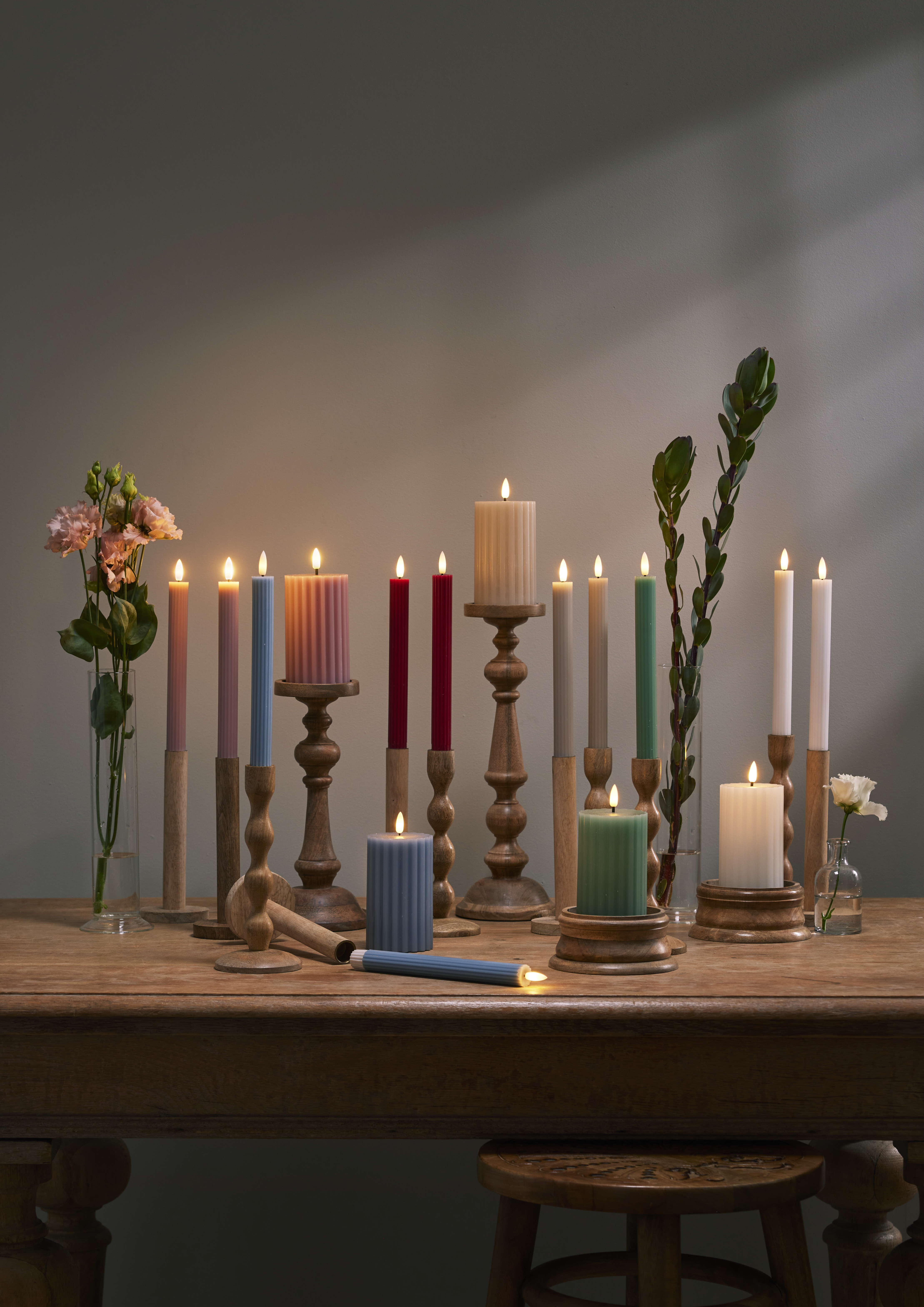 LED Block Candle Battery-powered Stripe Pink 15 cm - 3