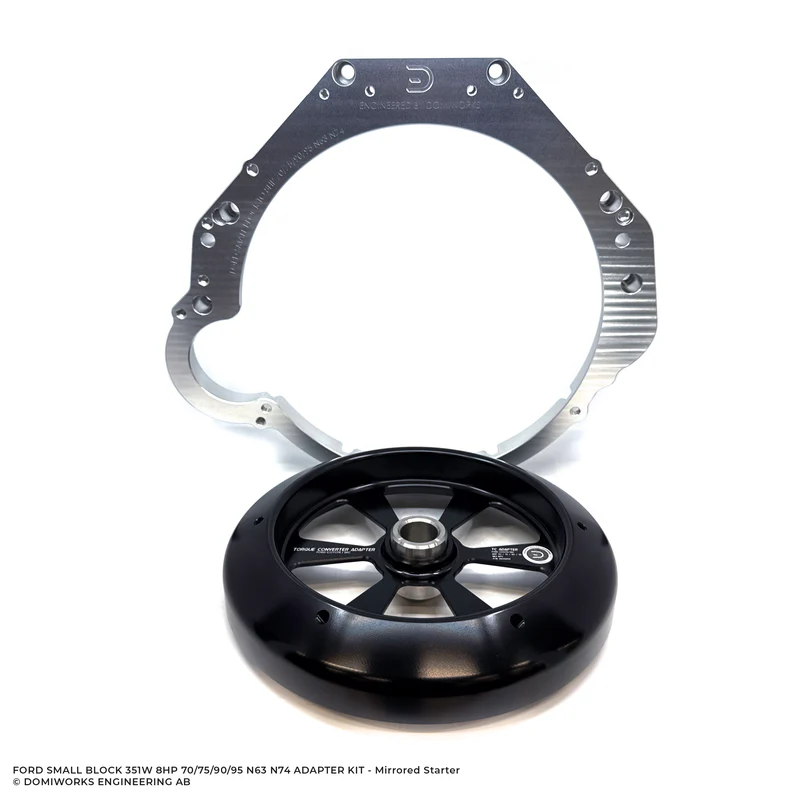 Ford Small Block 289 302 351C 351W 8HP 70/75/90/95 N63 N74 Adapter Kit - Mirrored Starter - 2
