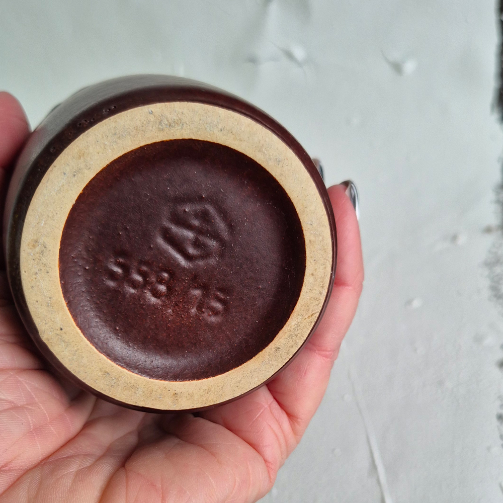 vintage VAS mörkbrun med rinnande glasyr, h 15 cm - 5