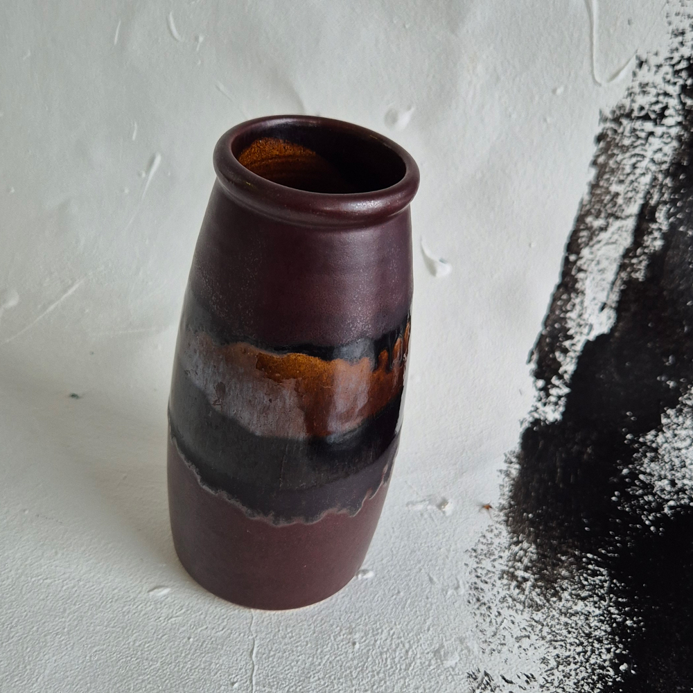 vintage VAS mörkbrun med rinnande glasyr, h 15 cm - 2