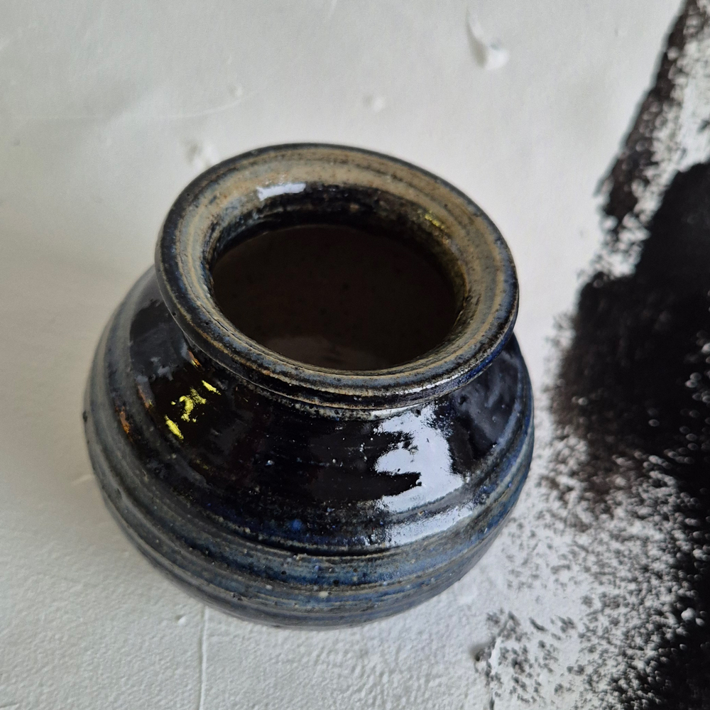 vintage VAS rund blågrå, h 8,5 cm - 2