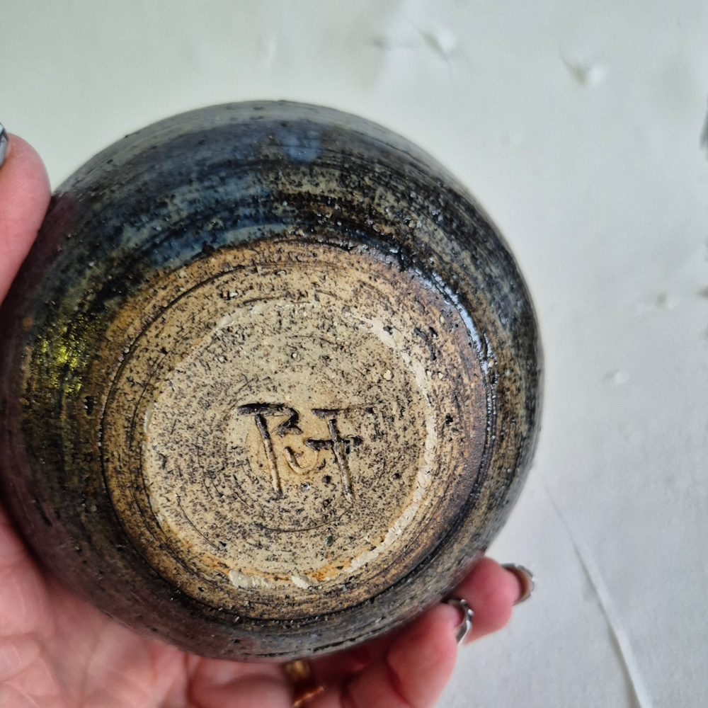 vintage VAS rund blågrå, h 8,5 cm - 5