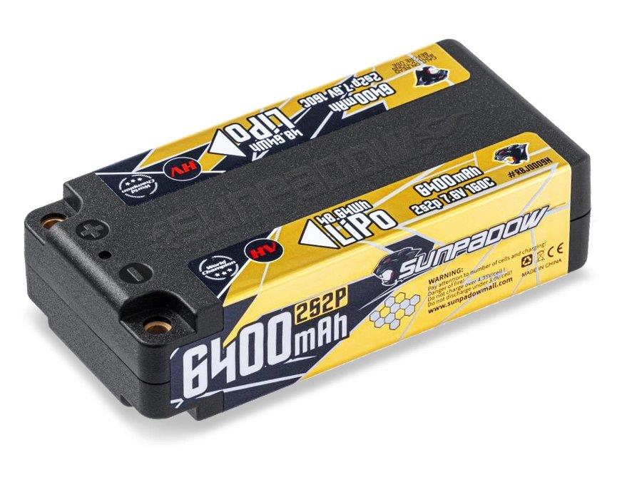 SUNPADOW Li-Po Batteri 2S 7,6V 6400mAh 160C HV Shorty