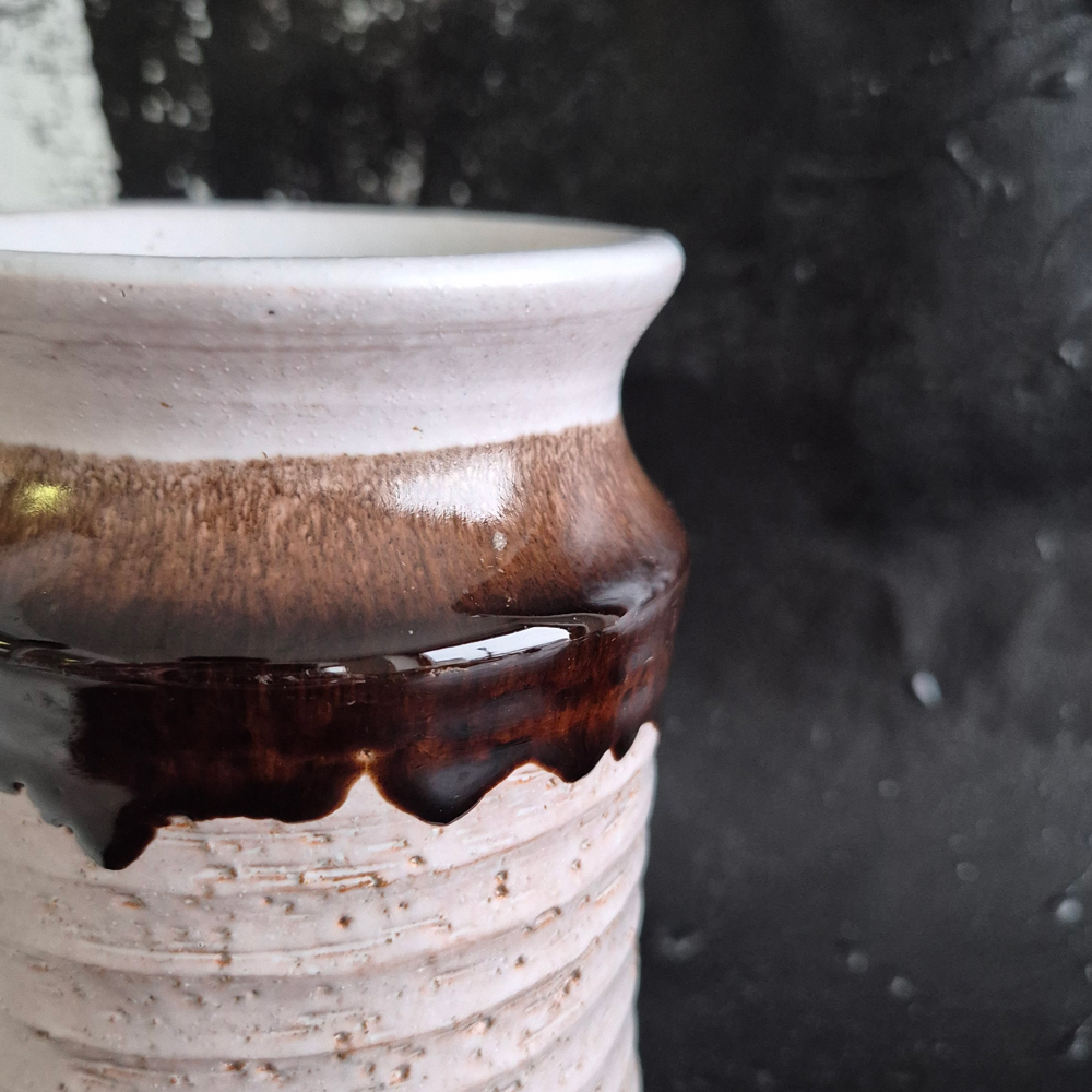 vintage VAS Steninge, beigevit med brunt, h 16,5 cm - 3