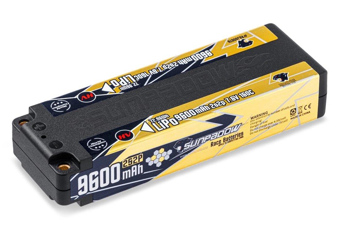 SUNPADOW Li-Po Batteri 2S 7,6V 9600mAh 160C HV Stick