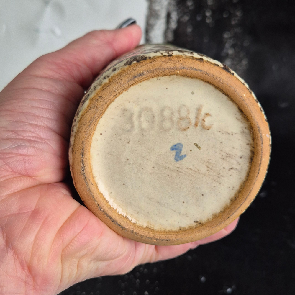 vintage VAS med rinnande glasyr i beige, brunt och grönt,  h 14,1 cm - 5