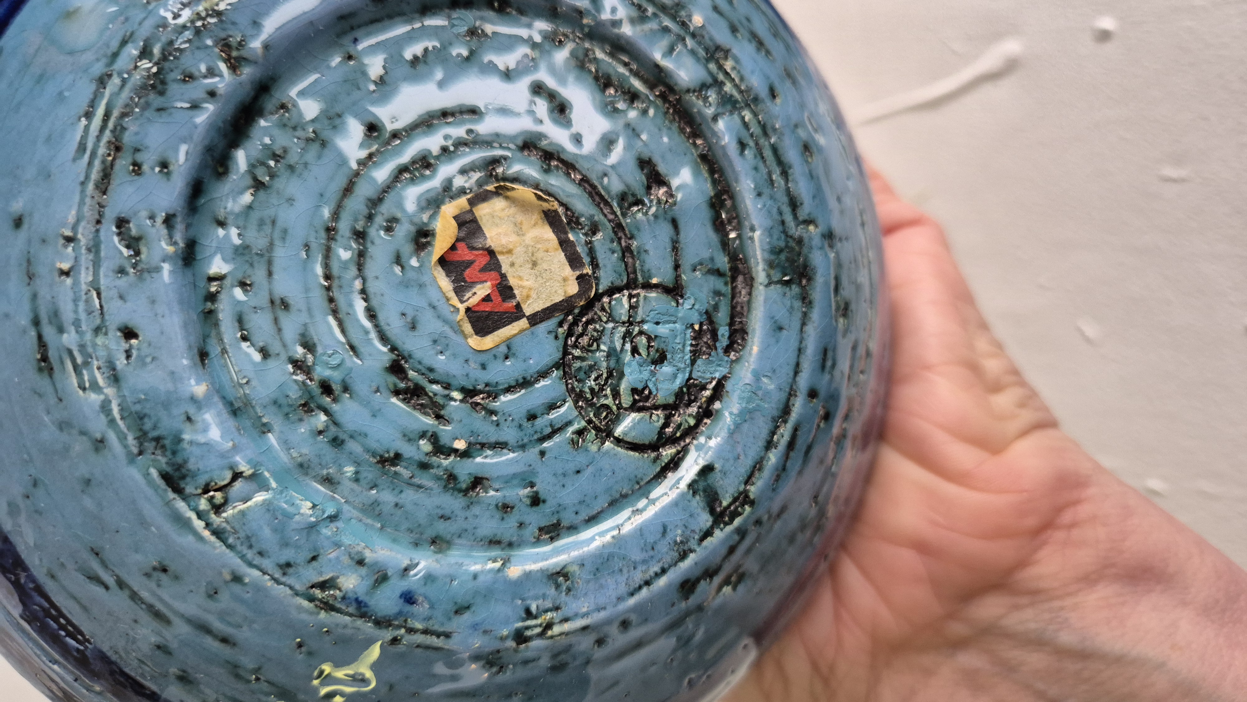 vintage VAS AWF Norge med vacker blå-turkos glasyr,  h 14 cm - 6