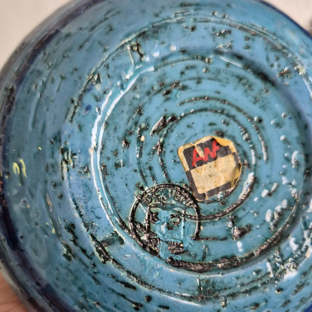 vintage VAS AWF Norge med vacker blå-turkos glasyr,  h 14 cm - 7