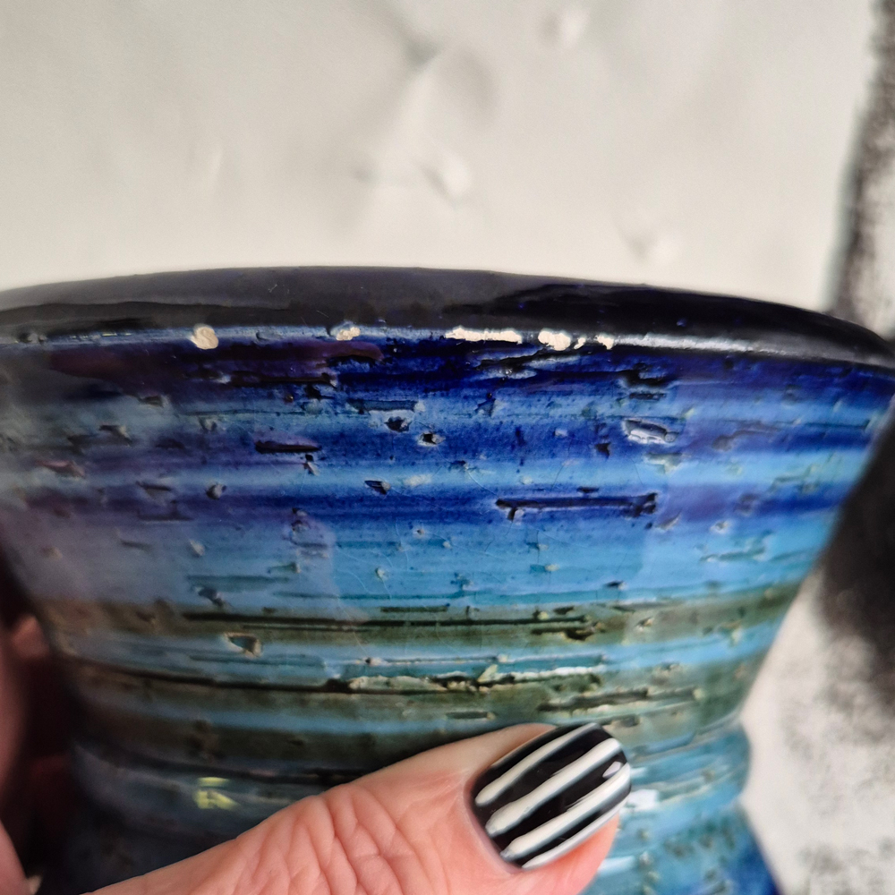 vintage VAS AWF Norge med vacker blå-turkos glasyr,  h 14 cm - 10