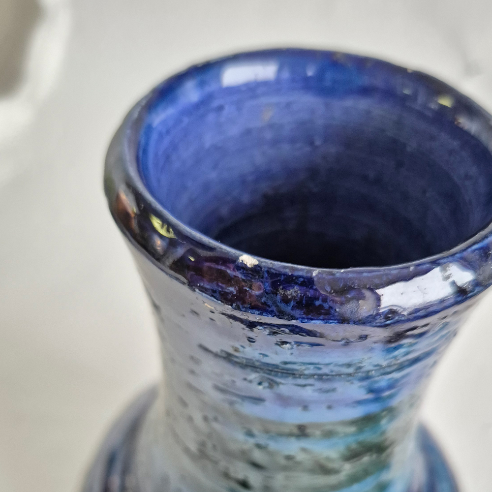 vintage VAS AWF Norge med vacker blå-turkos glasyr,  h 21,5 cm - 11
