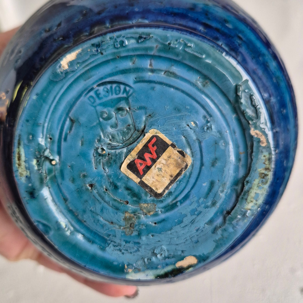 vintage VAS AWF Norge med vacker blå-turkos glasyr,  h 21,5 cm - 7