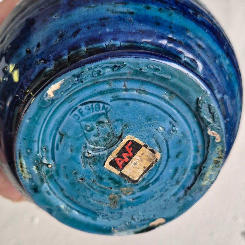 vintage VAS AWF Norge med vacker blå-turkos glasyr,  h 21,5 cm - 6